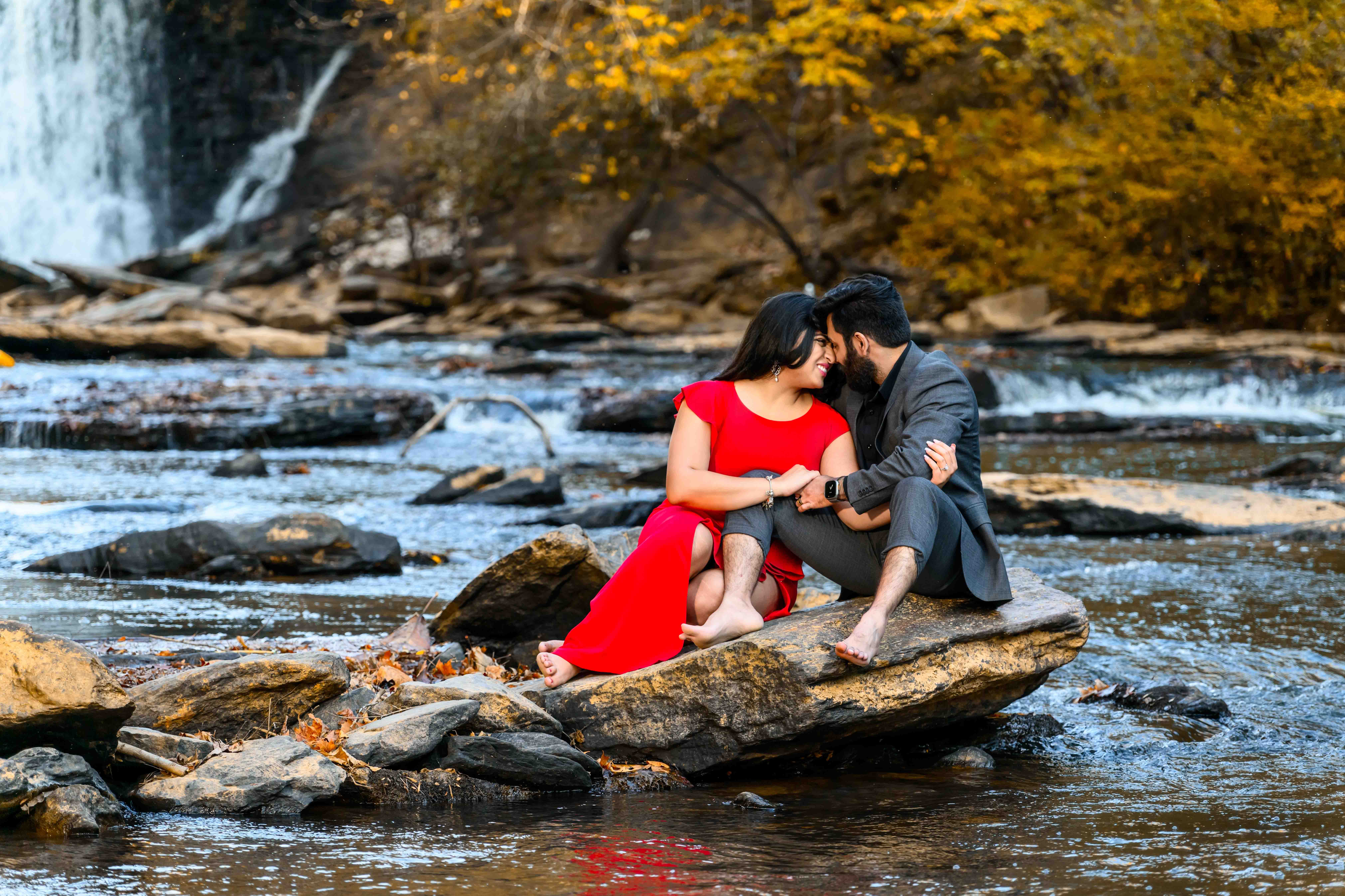 Old Roswell Mill Creek engagement during Fall captured by the best Atlanta wedding photographer